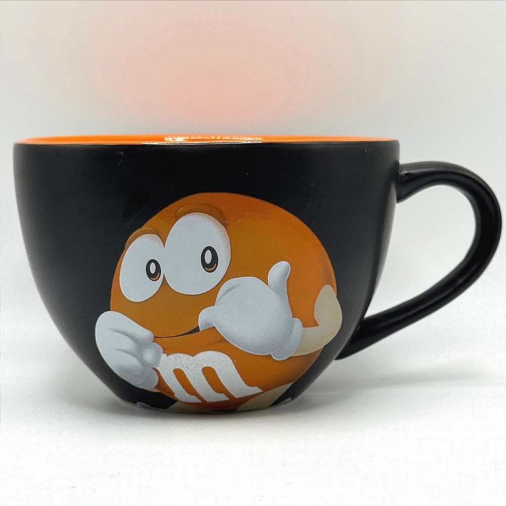 M&M's World Orange Character Ceramic‎ Coffee Soup Cup Mug Large Candy 2014 Retro